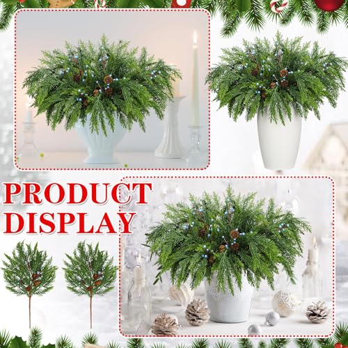 Giegxin 12 Pcs 16 Inch Artificial Juniper Pinecones Berries Christmas Decor