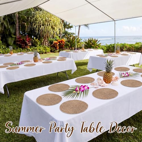 24 Pcs 12 Inch Round Jute Burlap Placemats Boho Farmhouse Dining Set