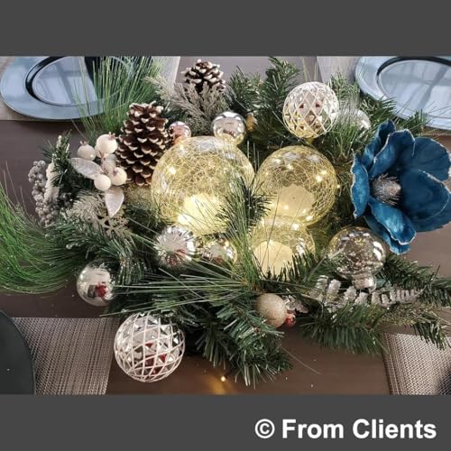 6-Inch Gold Mercury Crackled Glass LED Globe Lamp with Auto Timer