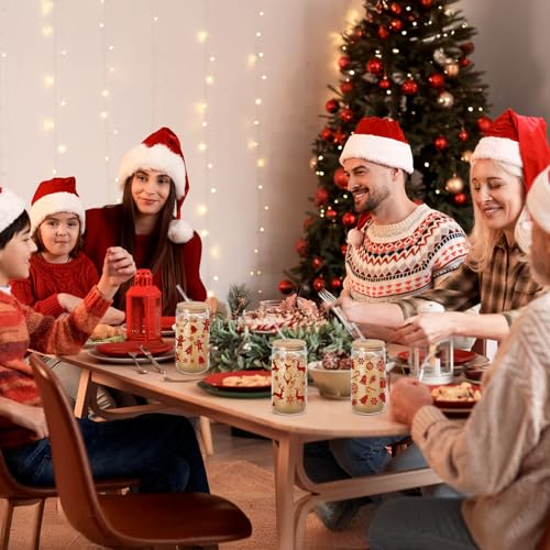 Potchen 24 Pcs Christmas Color Changing Cups with Lids & Straws - Red Pattern, 16 oz