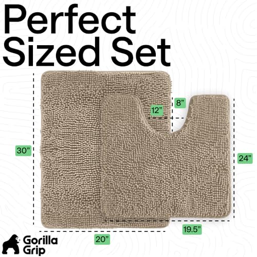 2-Piece Chenille Bath Rug Set, Absorbent Microfiber Bathroom Mats