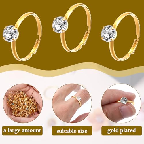 72 Pcs Silver Diamond Ring Party Favors for Bridal Shower Decorations
