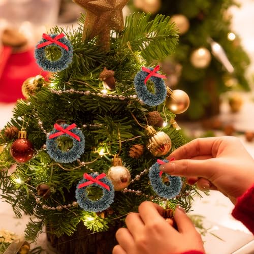 Mini Christmas Wreaths with Bows - 20 Pack, 1.6 Inch Holiday Decor for Crafts & Dollhouses