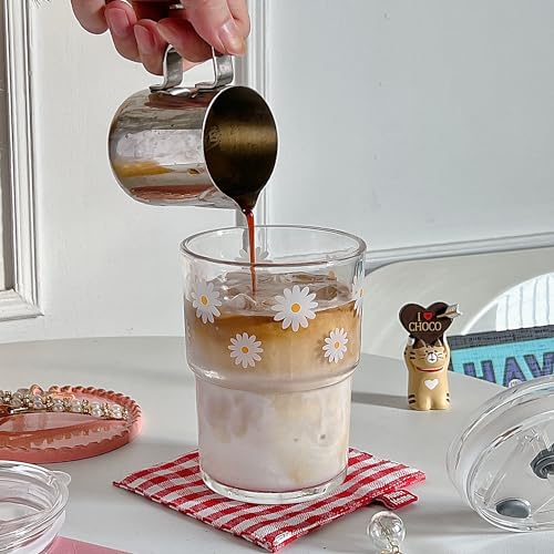 13oz Glass Tumbler with Straw and Lid - Reusable Iced Coffee Cup