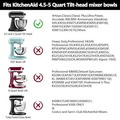 Flex Edge Beater for 4.5/5 QT Tilt-Head Stand Mixers with Silicone Scraper