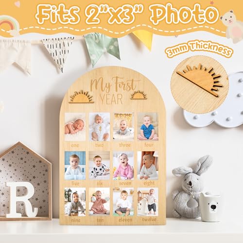 Baby First Year Photo Frame Board - Boho Sun 12 Month Milestone Keepsake