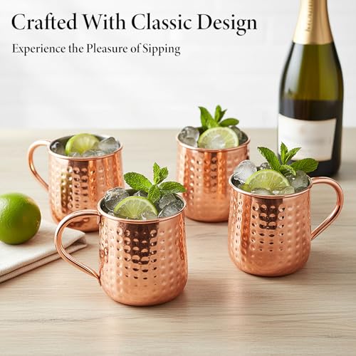 Stainless Steel Moscow Mule Mugs Set of 4 with Copper Finish, 18oz