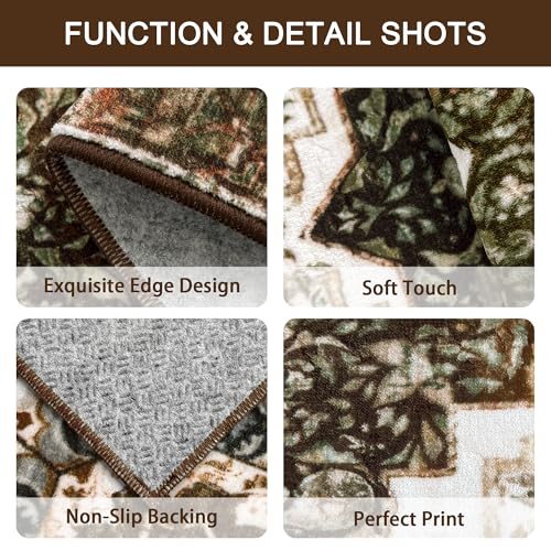 3-Piece Boho Kitchen Rug Set, Non-Slip Washable Floor Mats for Kitchen
