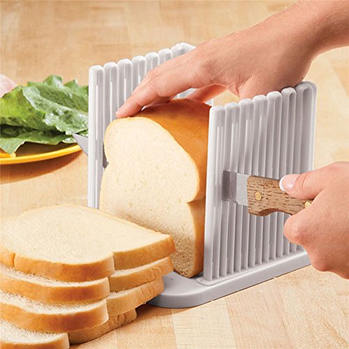 Adjustable Bread Slicer Guide - Foldable Plastic Loaf Cutting Tool