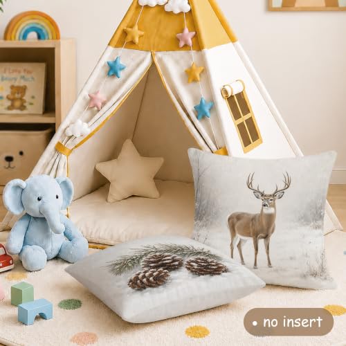 Jeconh Christmas Tree Reindeer Pine Cone Throw Pillow Cover 18x18 Set of 4