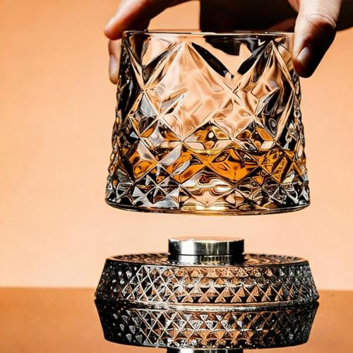 360° Rotating Whiskey Glass Lead-Free Crystal Bourbon Tumbler
