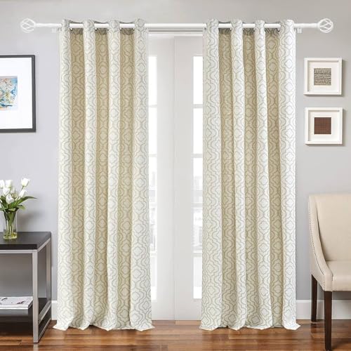 Adjustable White Curtain Rod 32-50 Inch with Twisted Cage Finials