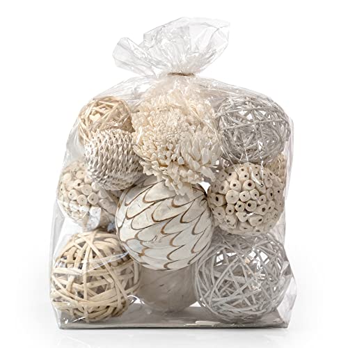 Large Decorative Balls & Orbs Set - Natural White Vase & Bowl Filler