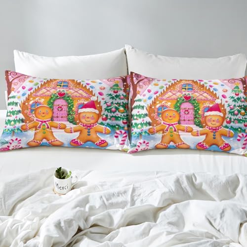 Feelyou Kids Pink Christmas Duvet Cover Set Queen Size Pattern 119 - Boys Girls Holiday Bedding