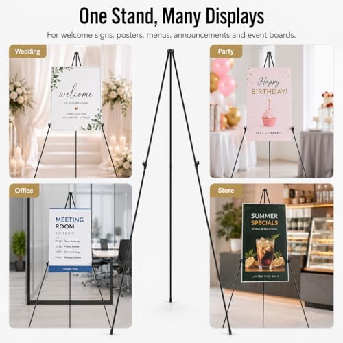 63-Inch Adjustable Metal Tripod Display Easel Stand with Carry Bag