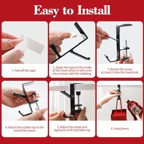 4-Pack Adjustable Metal Stocking and Garland Holders for Mantel (Black)