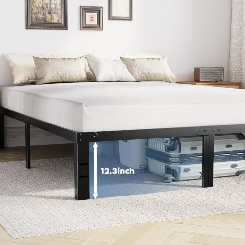 14 Inch Queen Metal Platform Bed Frame with Under-Bed Storage, Black