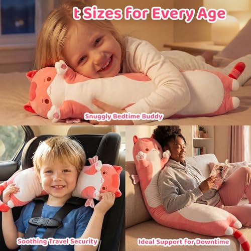 Mewaii Long Cat Plush Body Pillow - Soft Kawaii Pink Stuffed Animal