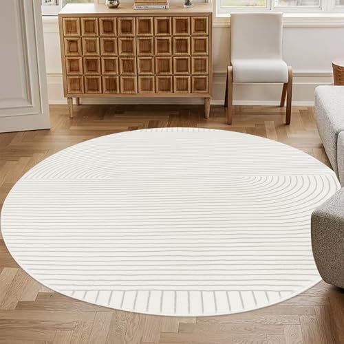 Lacomfy 5.3 Ft Circular Modern Area Rug with Abstract Pattern - Non-Slip Home Decor