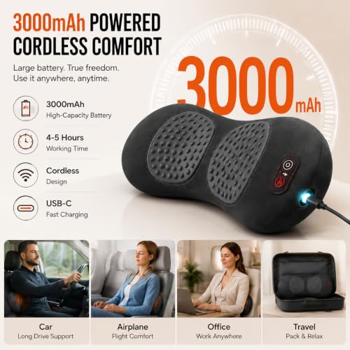 Cordless Lower Back Massager with Heat & Vibration for Sciatica Relief