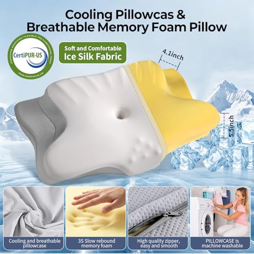 Cervical Neck Pillow for Pain Relief - Ergonomic Memory Foam Support