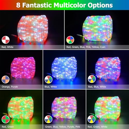50ft LED Rope Lights, Waterproof Color Changing RGB String Lights for Outdoor
