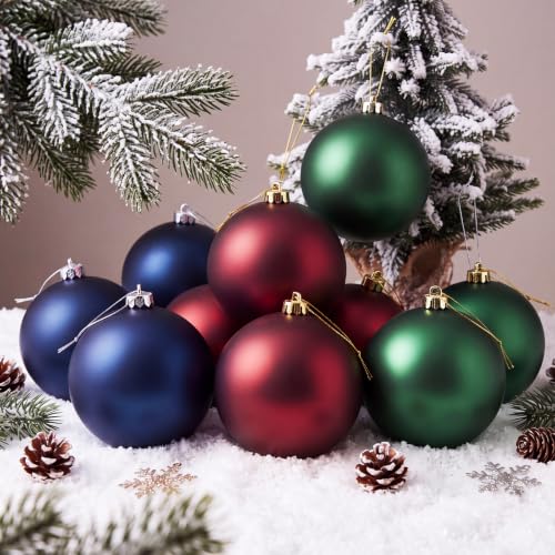 Wettarn 8 Pack 6-Inch Red Green Blue Christmas Tree Ornament Balls Outdoor Indoor Decor