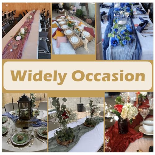 Mustard Yellow 3Pcs Gauze Cheesecloth Table Runner – 90x300cm Boho Linen Set (LGSMFT)