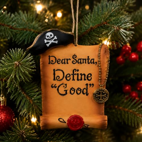 Pirate Christmas Ornament - Nautical Holiday Tree Decoration, 3.5 Inch Pirate Lover Gift