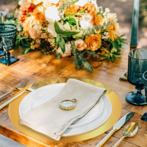 100-Pack 13-Inch Round Gold Disposable Placemats, Mirrored Charger Plates