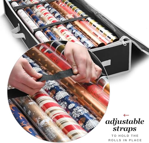 Wrapping Paper Storage Organizer Holder for 27 Rolls Black