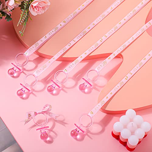 60 Piece Baby Shower Pacifier Necklace Set - Pink and Gold Party Favors