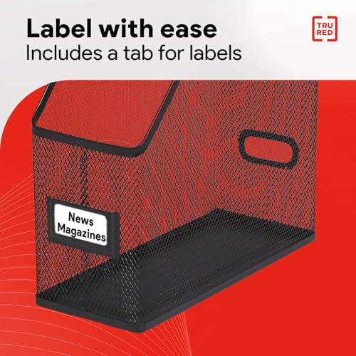 Metal Mesh Magazine File Organizer - Desktop Document Holder with Handle