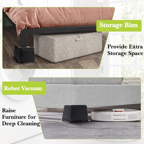 Heavy Duty 4 Inch Bed & Furniture Risers, Supports 6000 lbs - 4 Pack