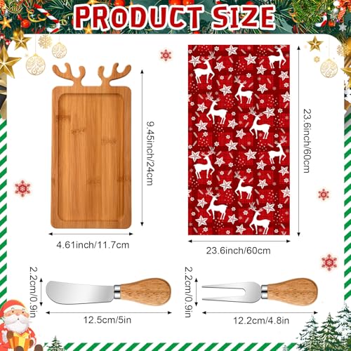 LemonRoad 6-Piece Reindeer Christmas Cutting Board Gift Set with Utensils & Decor