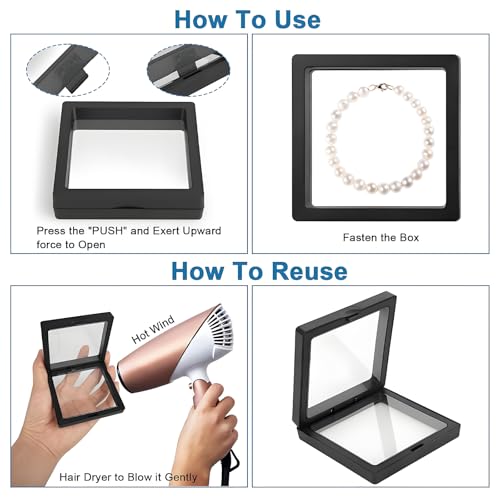 Custom Logo 3D Floating Jewelry Display Box with PE Film Case