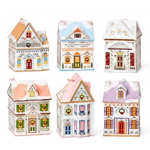 6-Piece Mini Christmas Gingerbread House Spice Jars & Holiday Decor