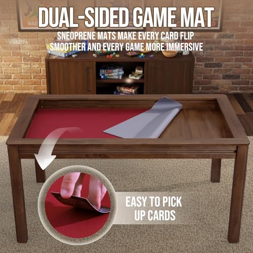 63-Inch Solid Wood Board Game Table with Dining Top and Game Vault