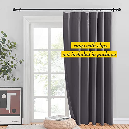 NICETOWN Sliding Door Curtains, Wide Thermal Room Darkning Patio Door Curtain, Vertical Blind, Sliding Glass Door Drapes with Back Tab & Rod Pocket for Garege Basement (Gray, W80 x L84, 1 Piece)