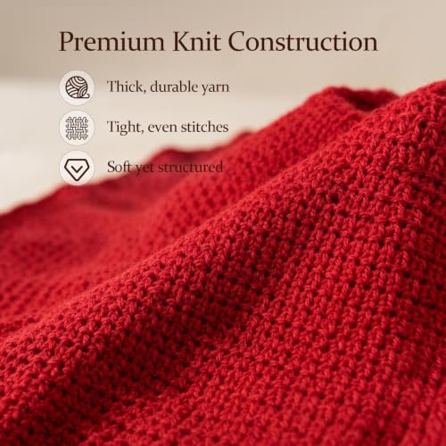 36 Inch Wine Red Knit Christmas Tree Skirt - Rustic Holiday Decor
