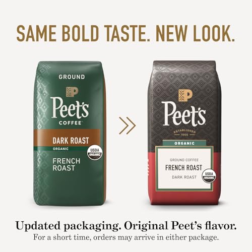 Peet's Organic French Roast Ground Coffee, Dark Roast, 18 Oz