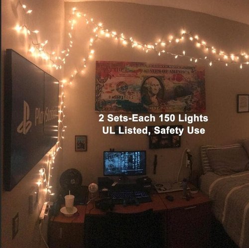 Brizled Clear Christmas Lights - 300 Count 69.6ft Connectable White String Lights for Indoor/Outdoor Use