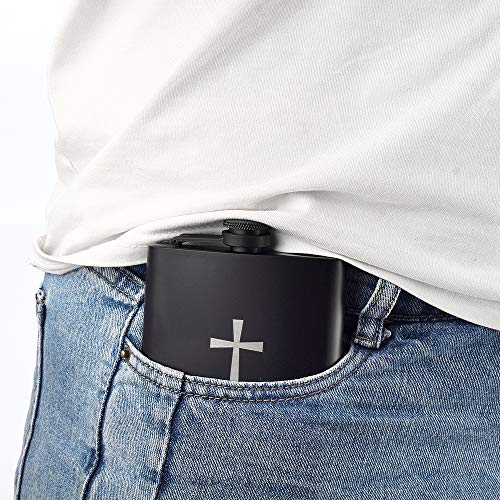 JXS 8oz Black Stainless Steel Hip Flask Leakproof Liquor Bottle with Funnel - Gift Pack