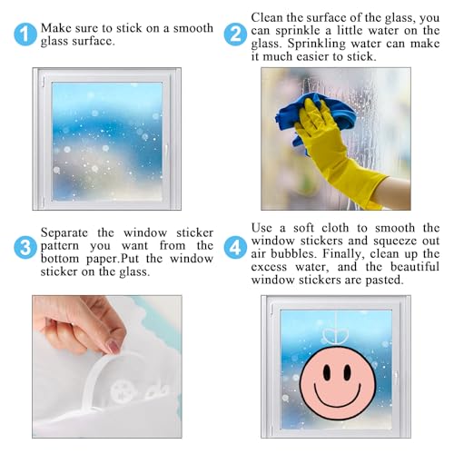 Back to School Pastel Smile Face Window Clings - 9 Sheets