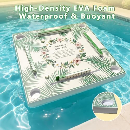 Floating Mahjong Table for Pool - 32x32 Inch Waterproof Game Tray