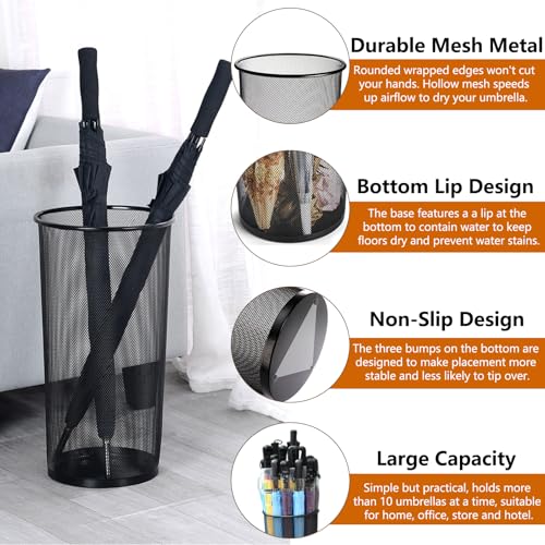 2-Pack Metal Mesh Umbrella Stand - 20-Inch Tall Freestanding Entryway Holder