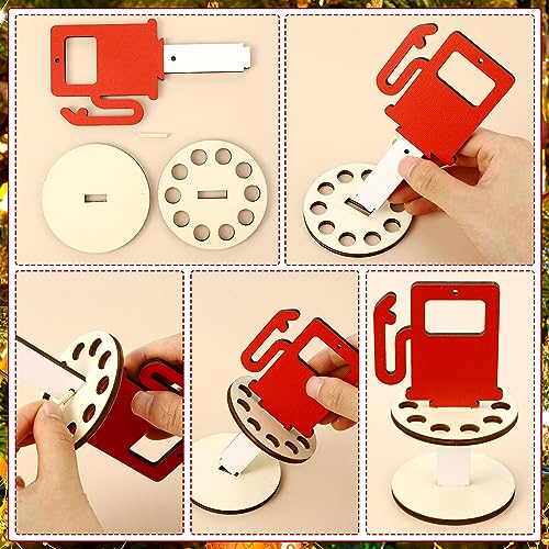Assorted 5 Pcs Christmas Wooden Money Holders with 10 Holes - Holiday Gift Decor