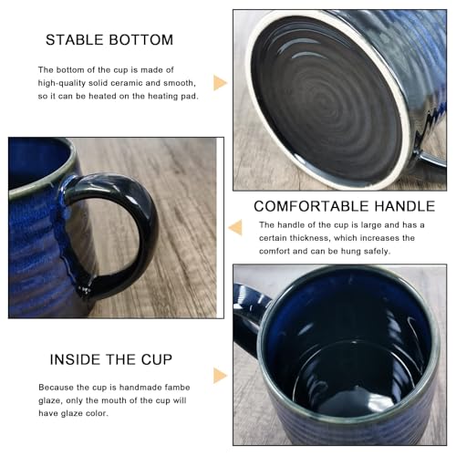 RELEDESA 18 Oz Starry Blue Large Ceramic Coffee Mug with Big Handle - Handmade Pottery Tea Cup, Microwave & Dishwasher Safe