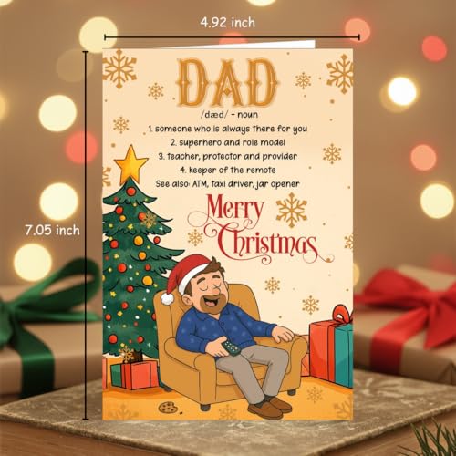 Christmas Card for Dad - Heartfelt Holiday Greeting from Son or Daughter with Festive Design & Envelope