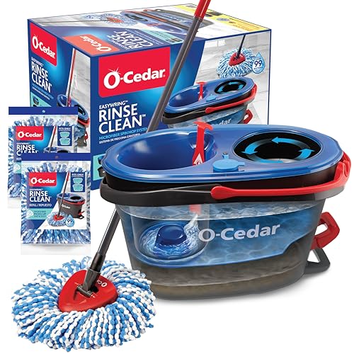 Dual Chamber Spin Mop and Bucket System with 2 Extra Refill Heads